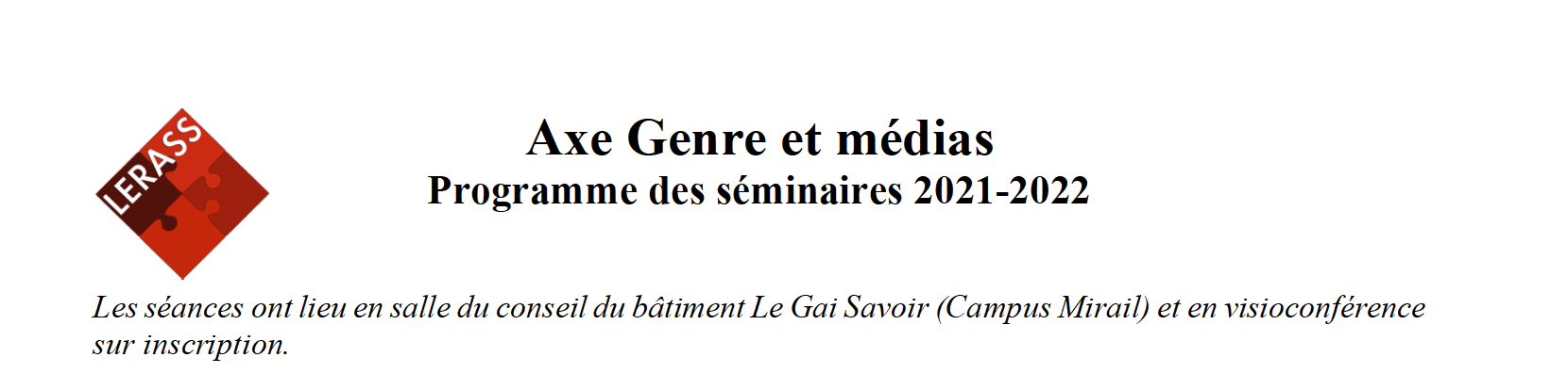 Axe Genre et Médias 2021/2022